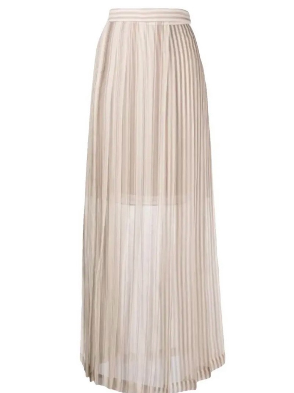 Brunello Cucinelli Silk Cream Tan Pleated Maxi Skirt 8 NWT Made in Italy - Picture 1 of 16